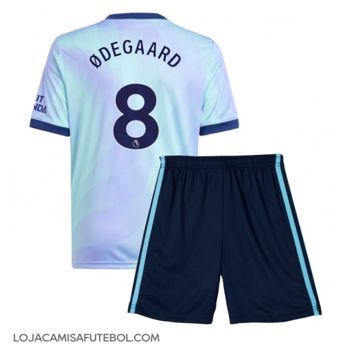 Camisa de Futebol Arsenal Martin Odegaard #8 Equipamento Alternativo Infantil 2024-25 Manga Curta (+ Calças curtas)